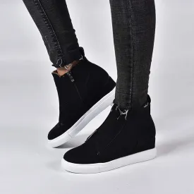 ZBYY Women's Platform Wedge Sneakers,Fashion Summer Hidden Ankle Heel Platform Wedge Booties Hidden with Side Zipper